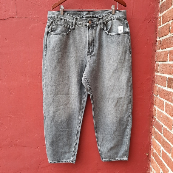 GAP Barrel Jean High Rise Gray Wash Plus 33 16 NEW Washed Black - Picture 3 of 14